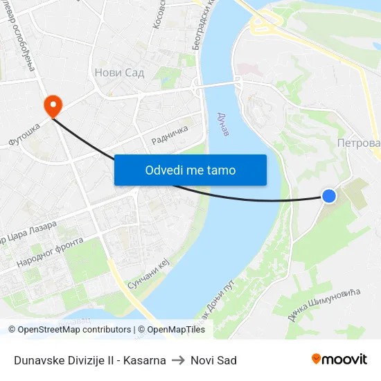 Dunavske Divizije II - Kasarna to Novi Sad map