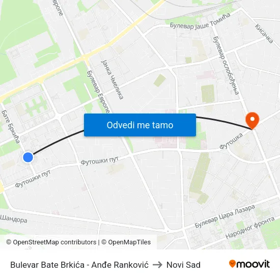 Bulevar Bate Brkića - Anđe Ranković to Novi Sad map