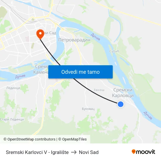 Sremski Karlovci V - Igralište to Novi Sad map