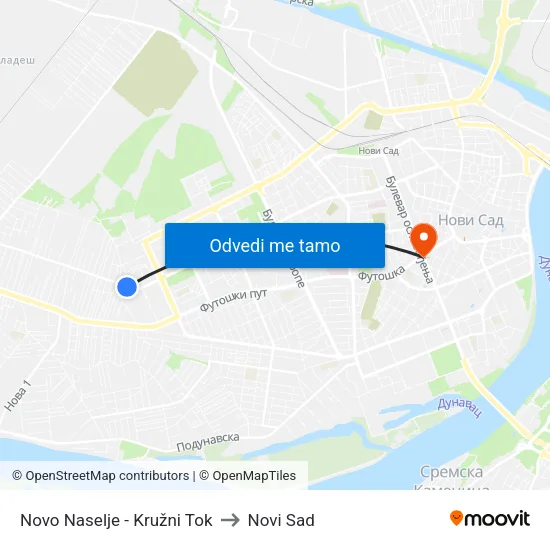 Novo Naselje - Kružni Tok to Novi Sad map