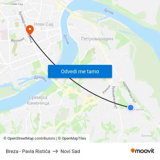 Breza - Pavla Ristića to Novi Sad map