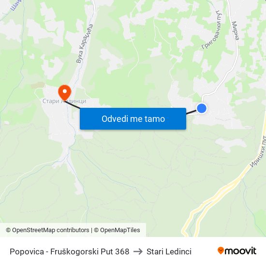 Popovica - Fruškogorski Put 368 to Stari Ledinci map