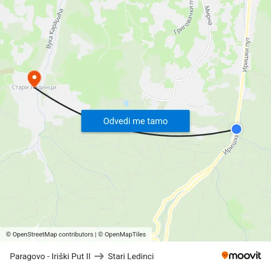 Paragovo - Iriški Put II to Stari Ledinci map