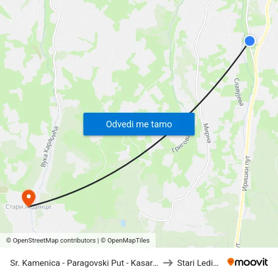 Sr. Kamenica - Paragovski Put - Kasarna to Stari Ledinci map