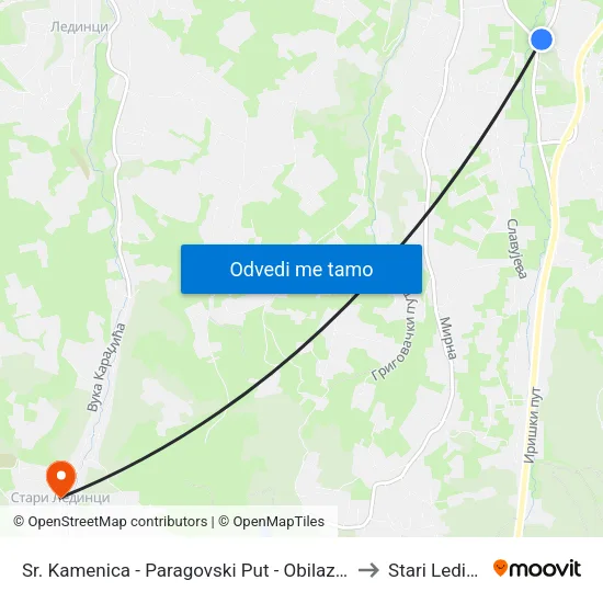 Sr. Kamenica - Paragovski Put - Obilaznica to Stari Ledinci map