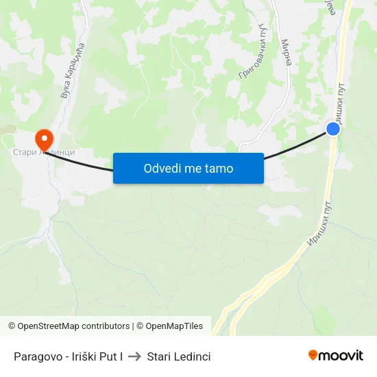 Paragovo - Iriški Put I to Stari Ledinci map