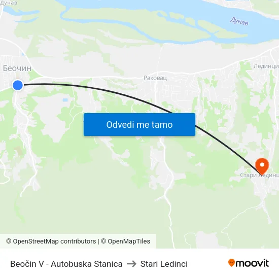 Beočin V - Autobuska Stanica to Stari Ledinci map