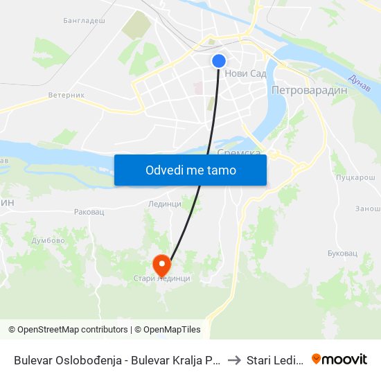 Bulevar Oslobođenja - Bulevar Kralja Petra I to Stari Ledinci map