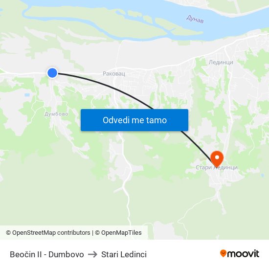 Beočin II - Dumbovo to Stari Ledinci map