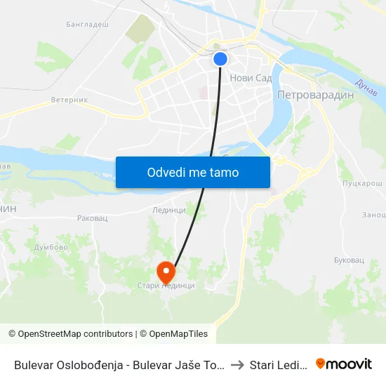 Bulеvar Oslobođenja - Bulevar Jaše Tomića to Stari Ledinci map