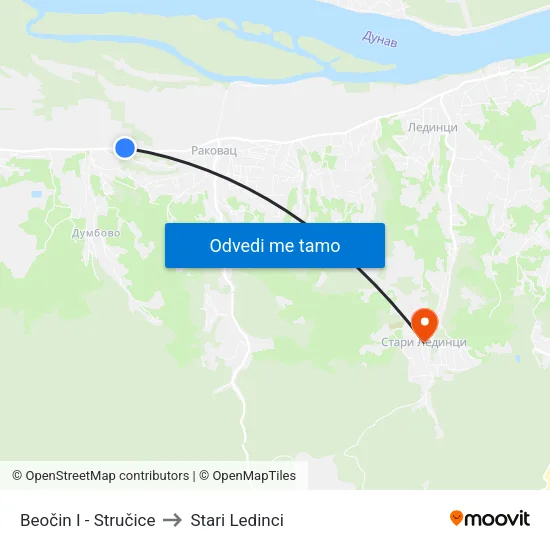 Beočin I - Stručice to Stari Ledinci map
