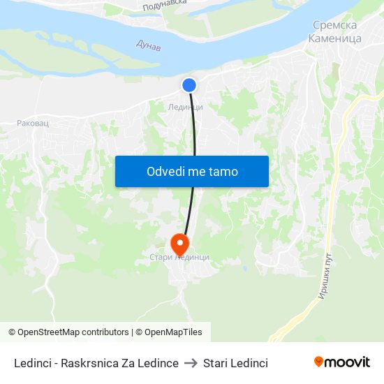 Ledinci - Raskrsnica Za Ledince to Stari Ledinci map