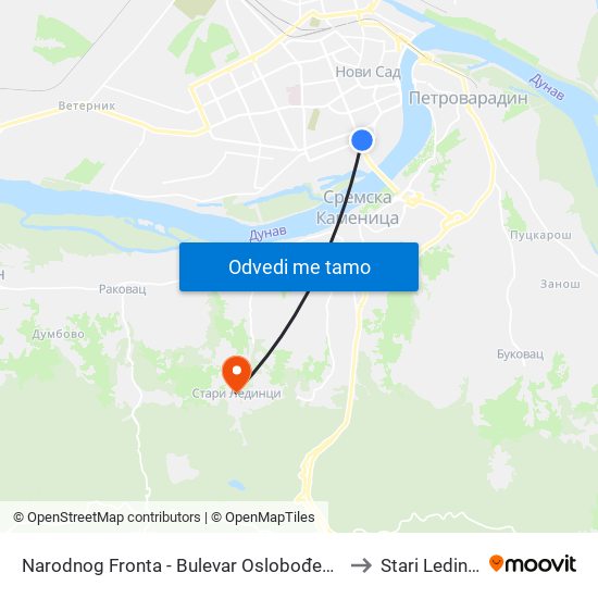 Narodnog Fronta - Bulevar Oslobođenja to Stari Ledinci map