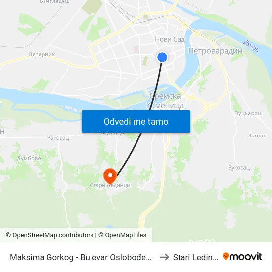 Maksima Gorkog - Bulevar Oslobođenja to Stari Ledinci map