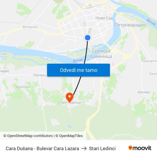 Cara Dušana - Bulevar Cara Lazara to Stari Ledinci map