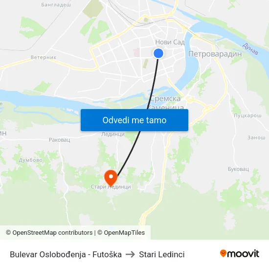 Bulеvar Oslobođenja - Futoška to Stari Ledinci map