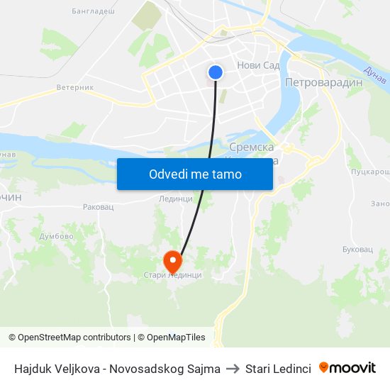 Hajduk Veljkova - Novosadskog Sajma to Stari Ledinci map