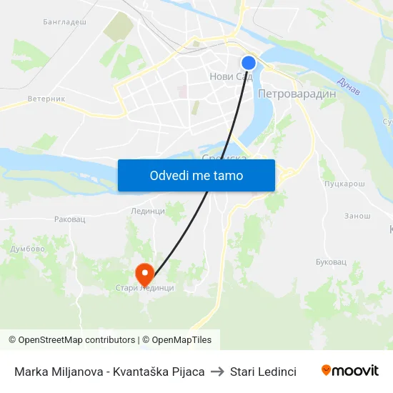 Marka Miljanova - Kvantaška Pijaca to Stari Ledinci map