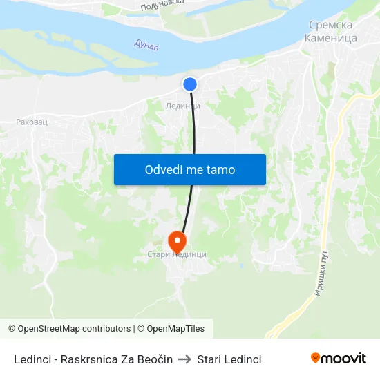 Ledinci - Raskrsnica Za Beočin to Stari Ledinci map
