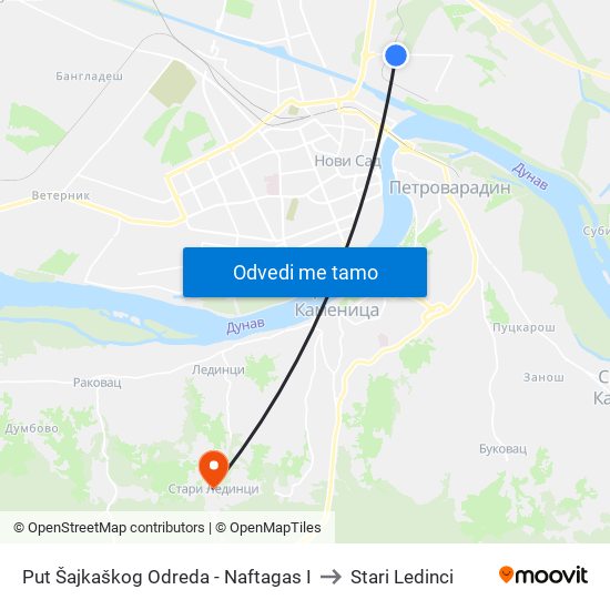 Put Šajkaškog Odreda - Naftagas I to Stari Ledinci map