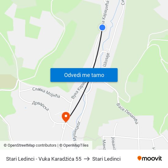 Stari Ledinci - Vuka Karadžića 55 to Stari Ledinci map