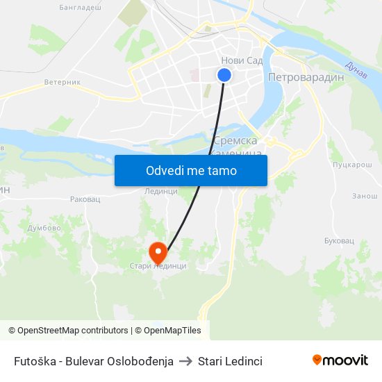 Futoška - Bulevar Oslobođenja to Stari Ledinci map