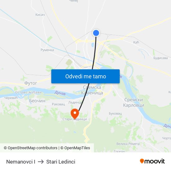 Nemanovci I to Stari Ledinci map