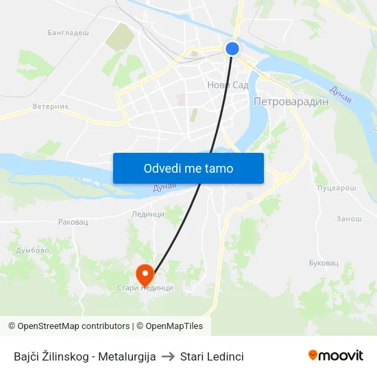 Bajči Žilinskog - Metalurgija to Stari Ledinci map