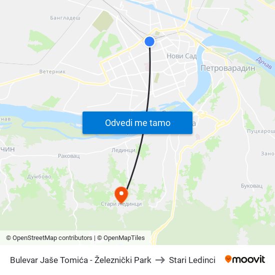 Bulevar Jaše Tomića - Železnički Park to Stari Ledinci map