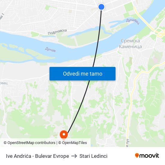 Ive Andrića - Bulevar Evrope to Stari Ledinci map