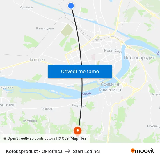 Koteksprodukt - Okretnica to Stari Ledinci map