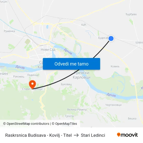 Raskrsnica Budisava - Kovilj - Titel to Stari Ledinci map