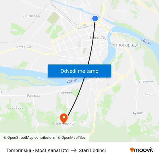 Temerinska - Most Kanal Dtd to Stari Ledinci map