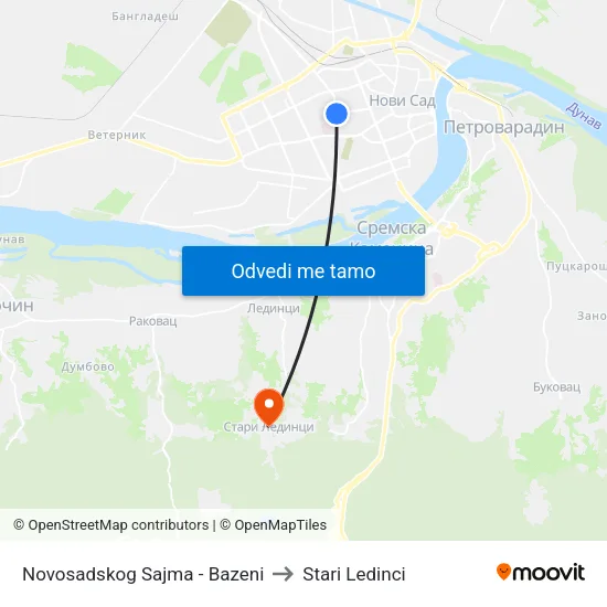 Novosadskog Sajma - Bazeni to Stari Ledinci map