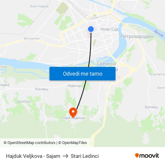 Hajduk Veljkova - Sajam to Stari Ledinci map