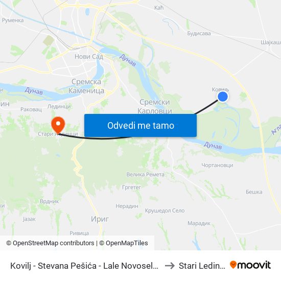 Kovilj - Stevana Pešića - Lale Novoselca to Stari Ledinci map