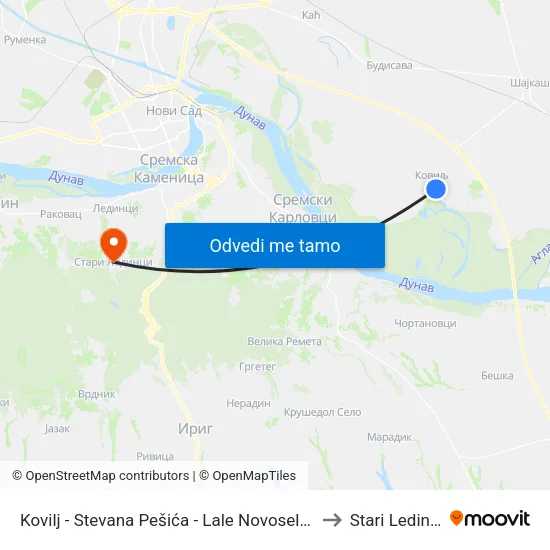 Kovilj - Stevana Pešića - Lale Novoselca to Stari Ledinci map