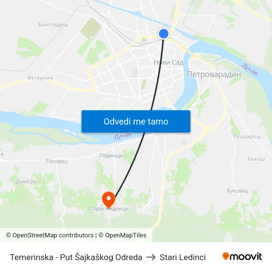 Temerinska - Put Šajkaškog Odreda to Stari Ledinci map