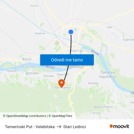 Temerinski Put - Velebitska to Stari Ledinci map