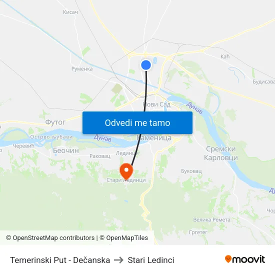 Temerinski Put - Dečanska to Stari Ledinci map