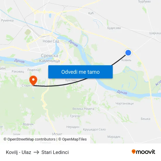 Kovilj - Ulaz to Stari Ledinci map