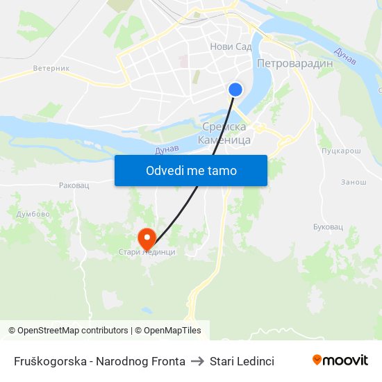 Fruškogorska - Narodnog Fronta to Stari Ledinci map