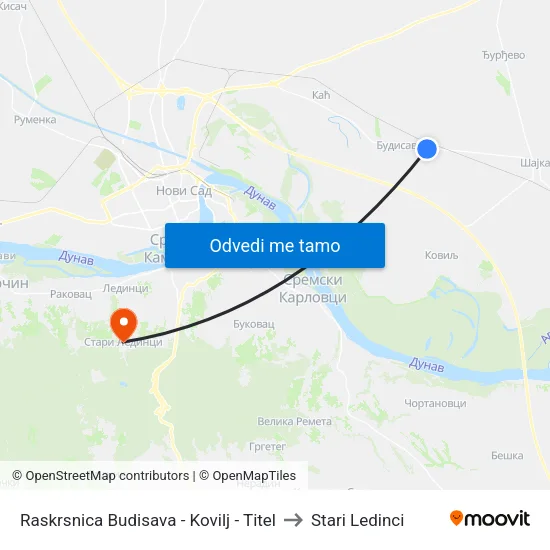 Raskrsnica Budisava - Kovilj - Titel to Stari Ledinci map