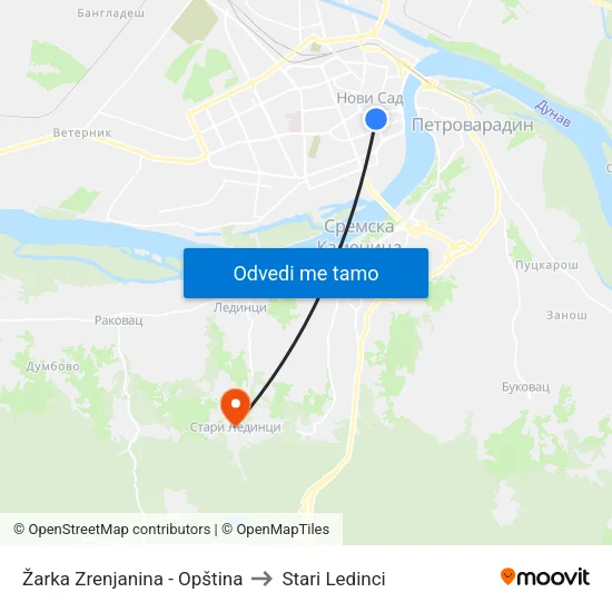 Žarka Zrenjanina - Opština to Stari Ledinci map