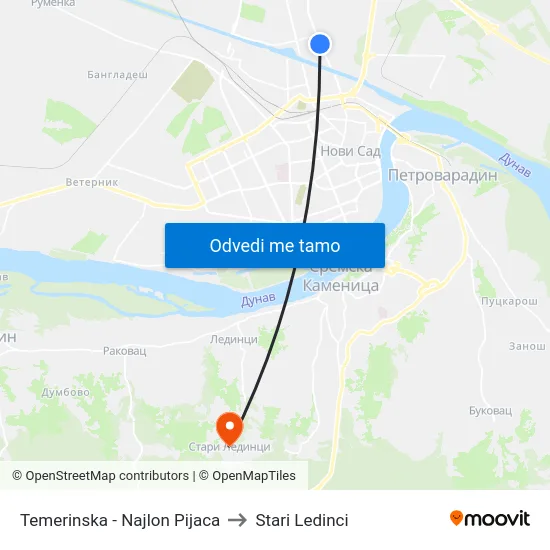 Temerinska - Najlon Pijaca to Stari Ledinci map