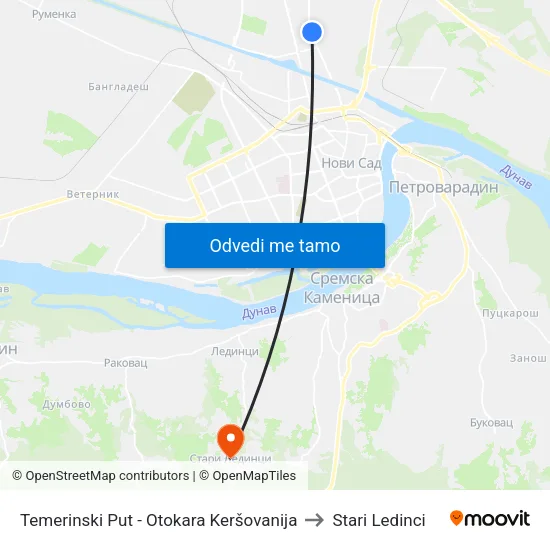 Temerinski Put - Otokara Keršovanija to Stari Ledinci map
