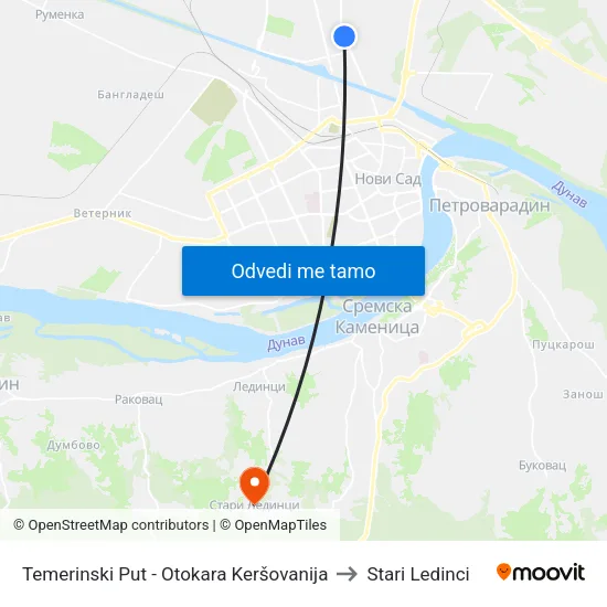 Temerinski Put - Otokara Keršovanija to Stari Ledinci map