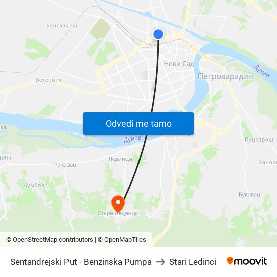 Sentandrejski Put - Benzinska Pumpa to Stari Ledinci map