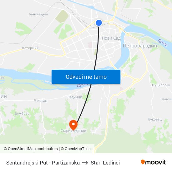 Sentandrejski Put - Partizanska to Stari Ledinci map