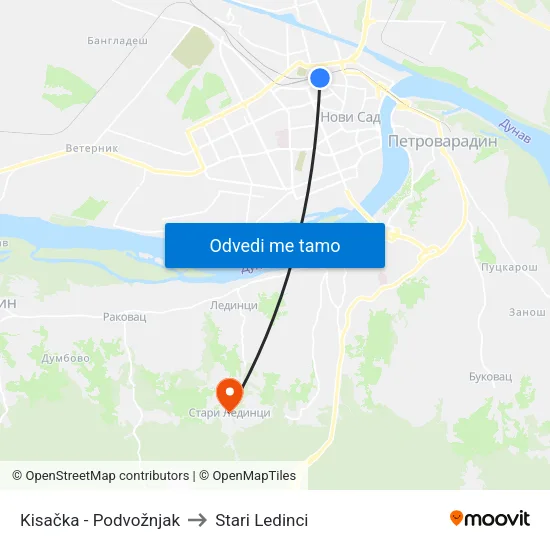 Kisačka - Podvožnjak to Stari Ledinci map
